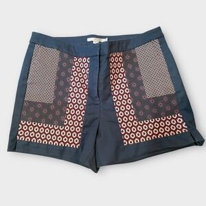 Boden Women's Blue Patterned Panel Patchwork Shorts Size 10 Casual Summer‎